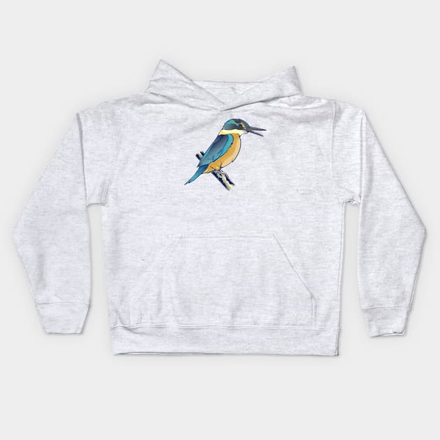 Sacred kingfisher Kōtare Kids Hoodie by mailboxdisco